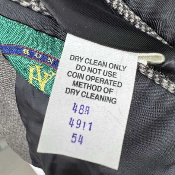 VTG Hunt Valley Mens 48R Wool Herringbone Tweed Blazer Elbow Patch Sport Coat - Picture 12 of 16